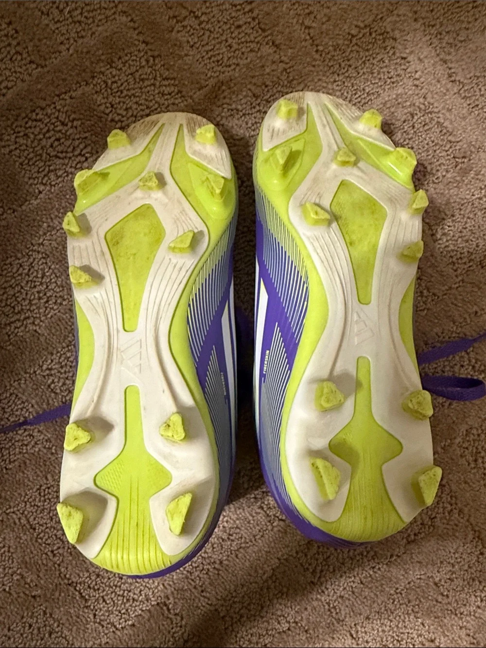 adidas Kids Purple & Lime Soccer Sneakers